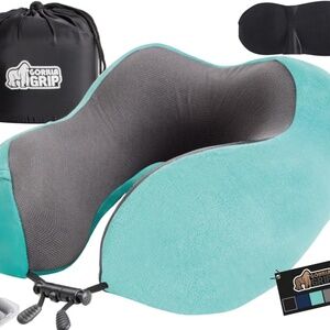 Gorilla Grip Travel Neck Pillow, Memory Foam Airplane Pillow, Turquoise